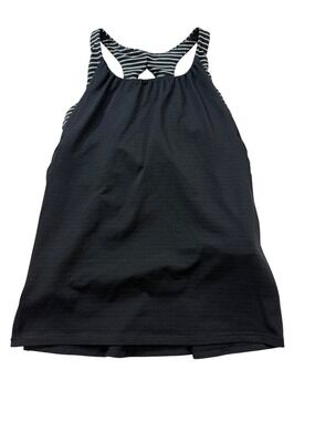 Lululemon Ivivva Black Striped Racerback Active Tank Keyhole back (bin FF120)